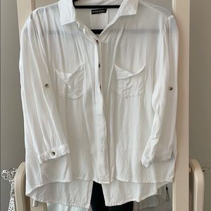 White 3/4 Sleeve Button Down